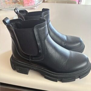 Black Leather Ankle Boots